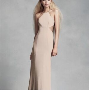 WHITE Vera Wang Champagne Halter Dress With Cutouts 2